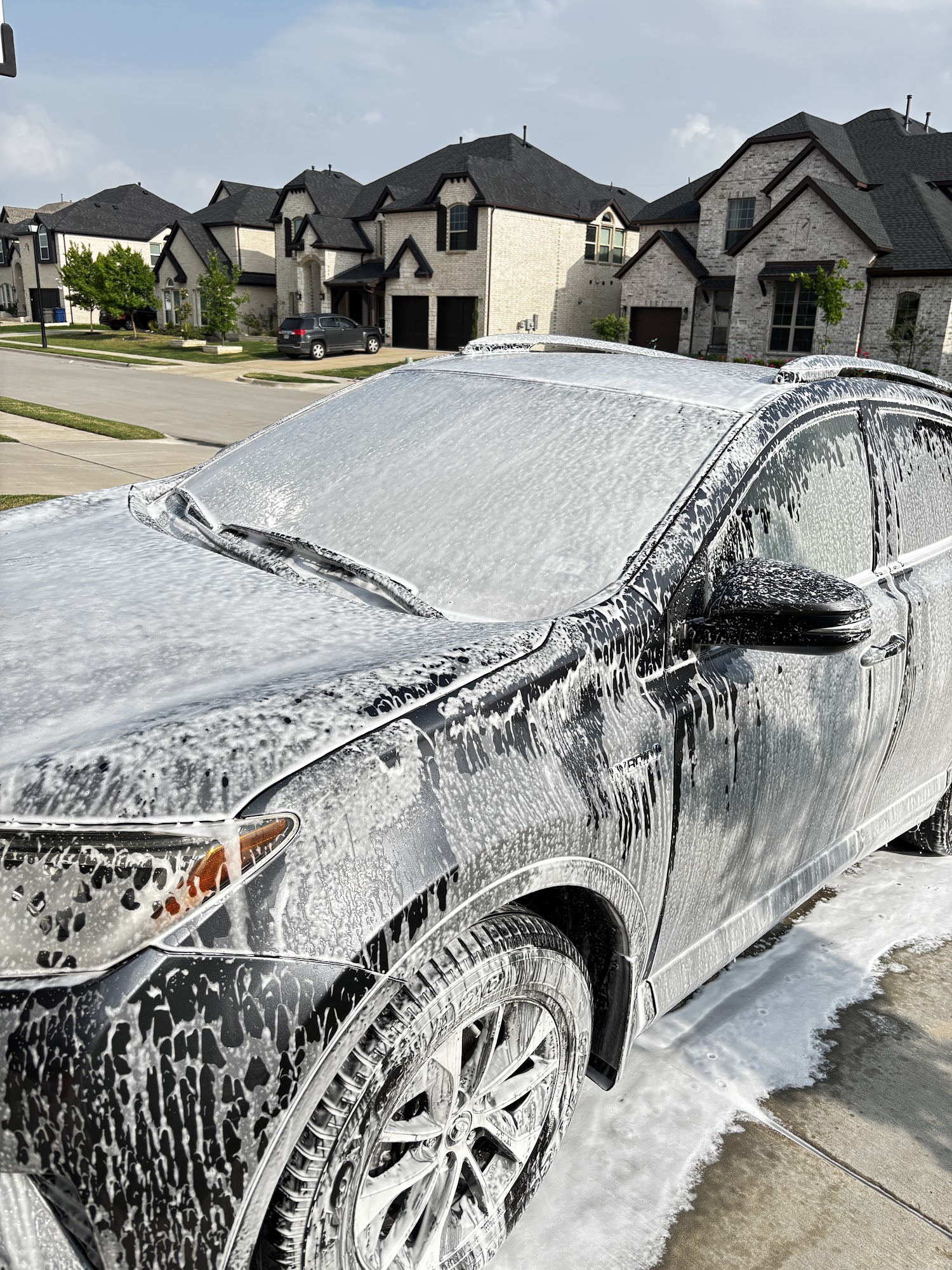 Foam bath and exterior wash in progress